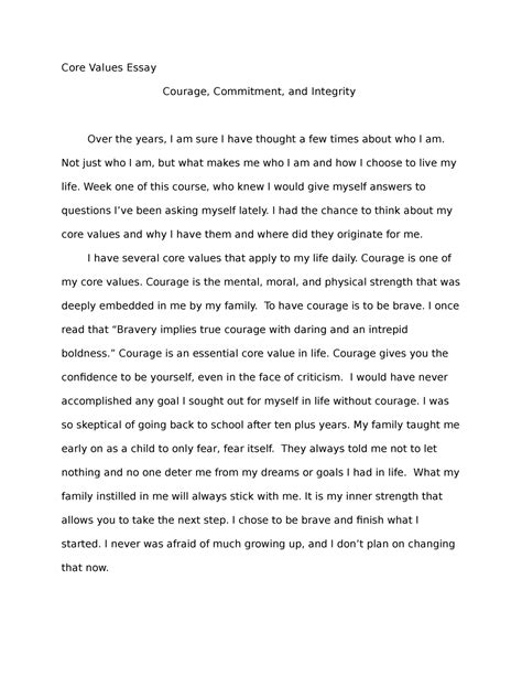 Essay about Core Values - Words